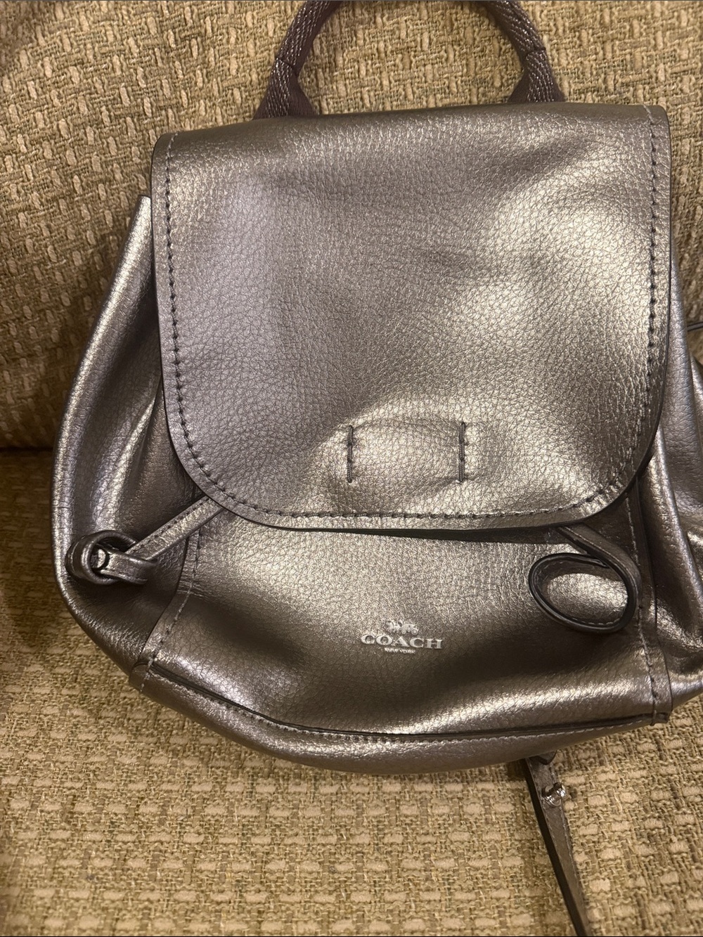 Coach Metallic Pewter Mini Backpack